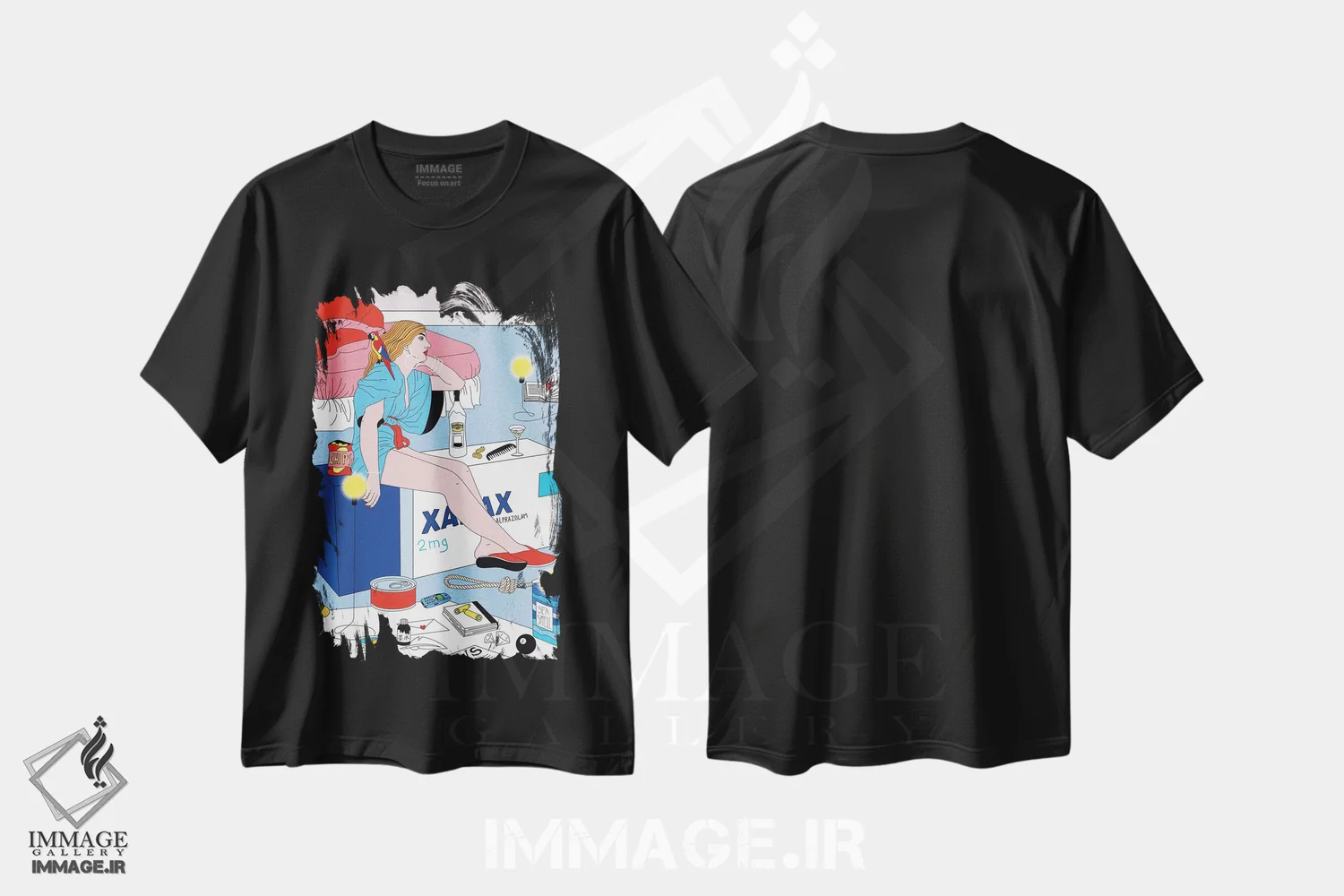 تیشرت مشکی طرح دار زاناگز، هنر دیجیتال اثر کازمو | immage.ir