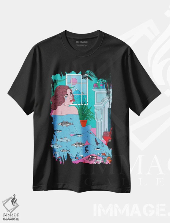 تیشرت مشکی طرح دار اشک های ماهی، هنر دیجیتال اثر کازمو | immage.ir