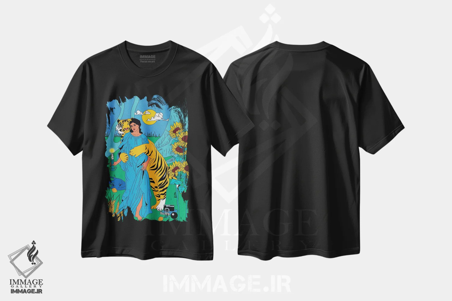 تیشرت مشکی طرح دار ببر ببر، هنر دیجیتال اثر کازمو | immage.ir