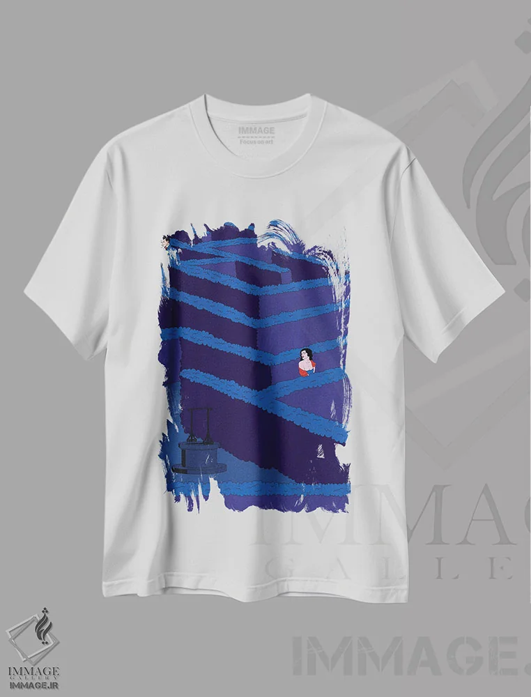 تیشرت سفید طرح دار هزارتو، هنر دیجیتال اثر کازمو | فروشگاه ایماژ