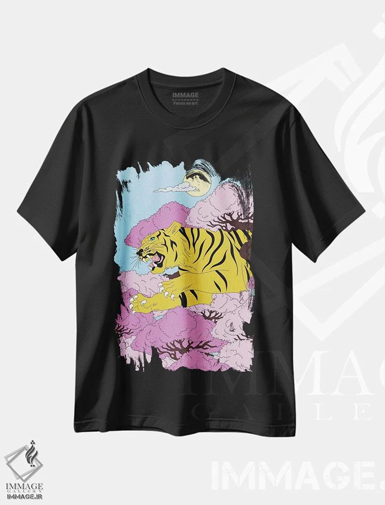 تیشرت مشکی طرح دار Tiger,ببر، ببر، دکور آسیایی اثر کازمو | immage.ir