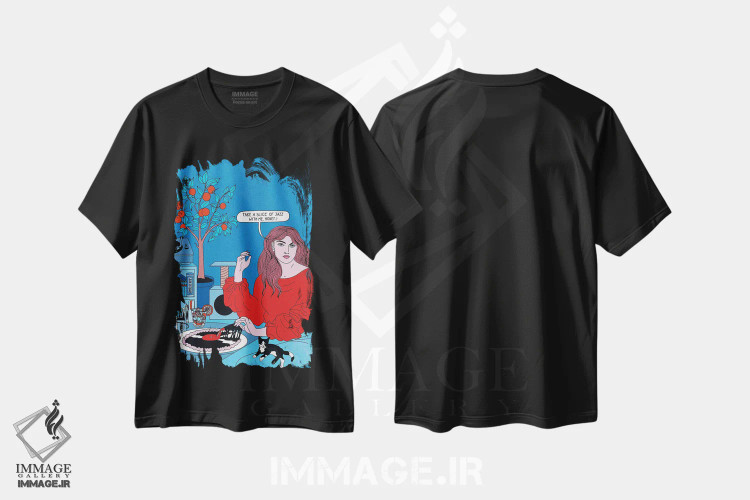 تیشرت مشکی طرح دار برش جز، هنر دیجیتال اثر کازمو | فروشگاه ایماژ