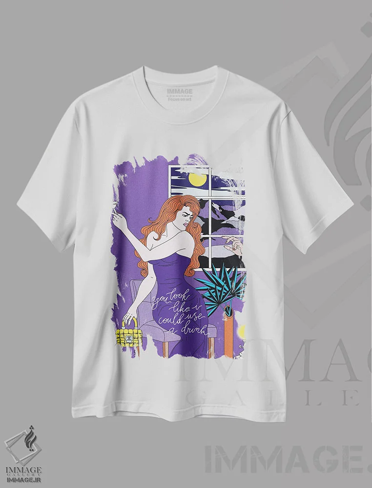 تیشرت سفید طرح دار به یک نوشیدنی نیاز دارم اثر کازمو | immage.ir