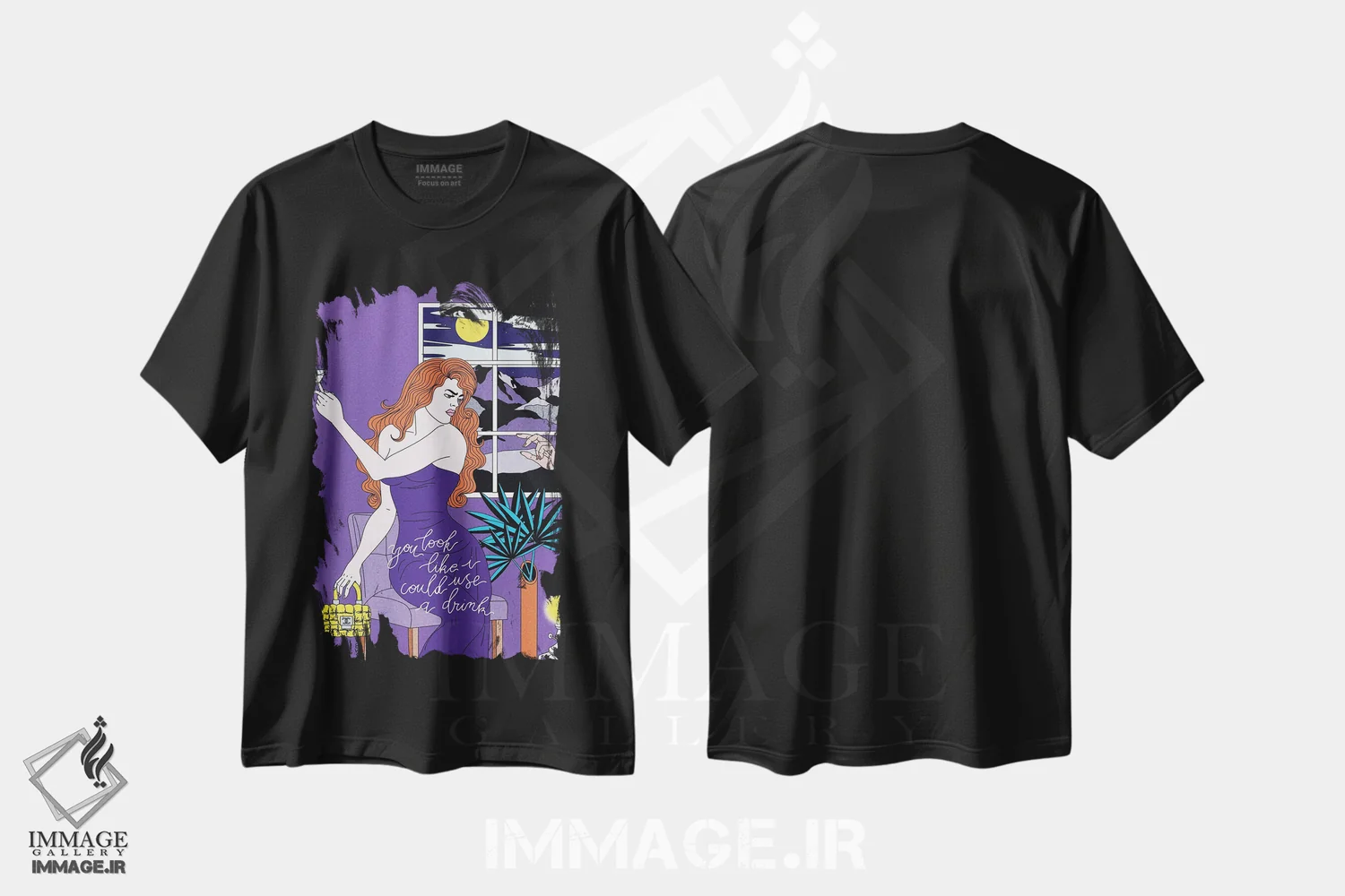 تیشرت مشکی طرح دار به یک نوشیدنی نیاز دارم اثر کازمو | فروشگاه ایماژ