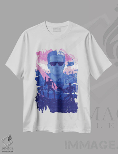 تیشرت سفید طرح دار ترمیناتور ۲، هنر دیجیتال اثر کریس ریچموند | فروشگاه ایماژ