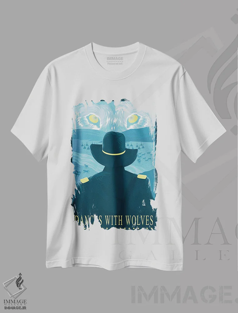 تیشرت سفید طرح دار رقص با گرگ ها، هنر دیجیتال اثر کریس ریچموند | immage.ir