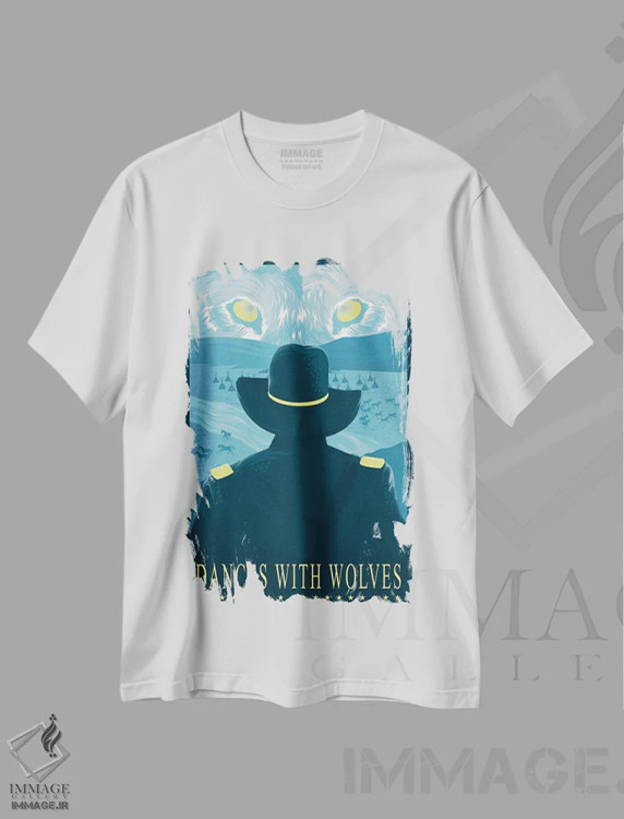 تیشرت سفید طرح دار رقص با گرگ ها، هنر دیجیتال اثر کریس ریچموند | immage.ir