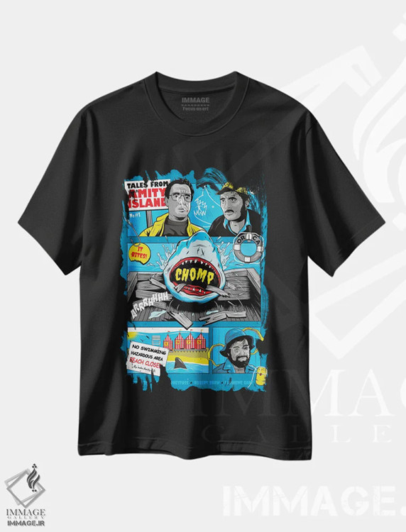 تیشرت مشکی طرح دار آرواره ها، هنر دیجیتال اثر کریس ریچموند | immage.ir