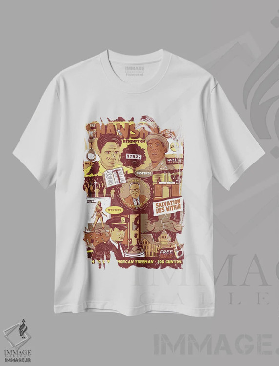 تیشرت سفید طرح دار رستگاری در شاوشنک، هنر دیجیتال اثر کریس ریچموند | immage.ir