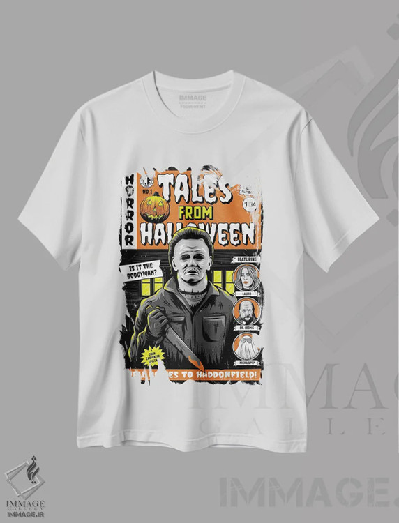 تیشرت سفید طرح دار هالووین، هنر دیجیتال اثر کریس ریچموند | فروشگاه ایماژ