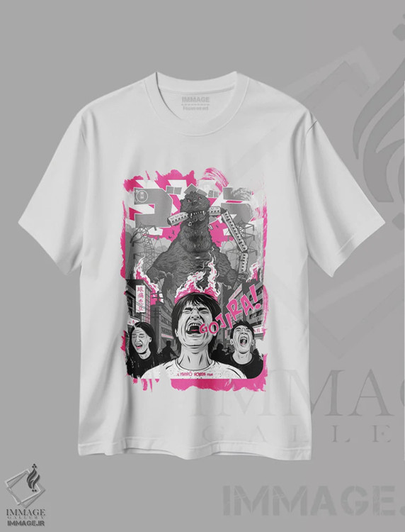 تیشرت سفید طرح دار گودزیلا، هنر دیجیتال اثر کریس ریچموند | immage.ir