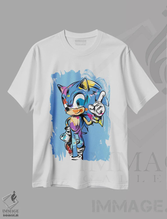 تیشرت سفید طرح دار سونییک گرافیتی، هنر دیجیتال اثر کریس ریچموند | immage.ir