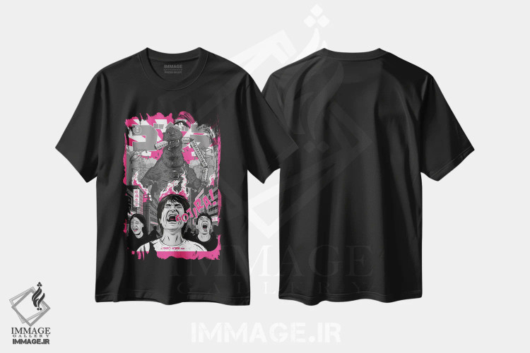 تیشرت مشکی طرح دار گودزیلا، هنر دیجیتال اثر کریس ریچموند | فروشگاه ایماژ