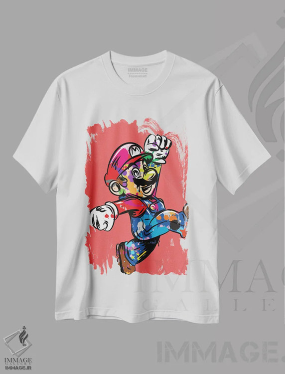 تیشرت سفید طرح دار ماریو گرافیتی، هنر دیجیتال اثر کریس ریچموند | فروشگاه ایماژ