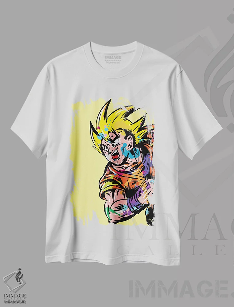 تیشرت سفید طرح دار دراگون بال زد گرافیتی، هنر دیجیتال اثر کریس ریچموند | فروشگاه ایماژ