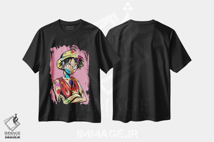 تیشرت مشکی طرح دار وان پیس گرافیتی، هنر دیجیتال اثر کریس ریچموند | فروشگاه ایماژ