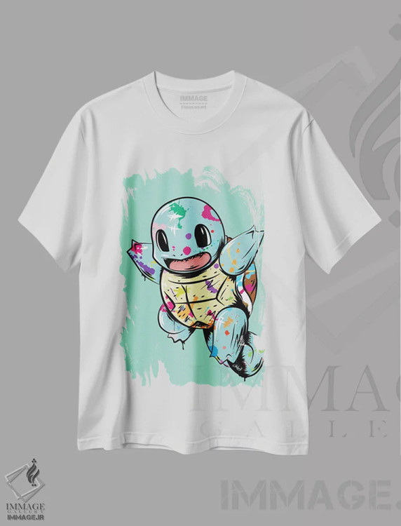 تیشرت سفید طرح دار اسکویِرتِل گرافیتی، هنر دیجیتال اثر کریس ریچموند | فروشگاه ایماژ