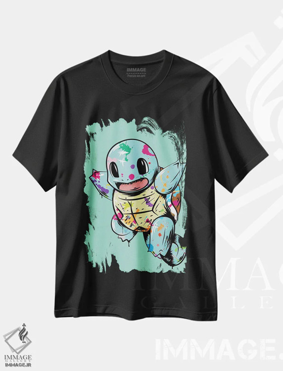 تیشرت مشکی طرح دار اسکویِرتِل گرافیتی، هنر دیجیتال اثر کریس ریچموند | immage.ir