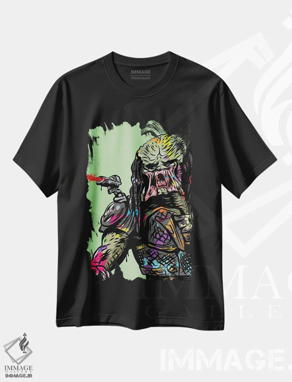 تیشرت مشکی طرح دار پریدیتور گرافیتی، هنر دیجیتال اثر کریس ریچموند | immage.ir