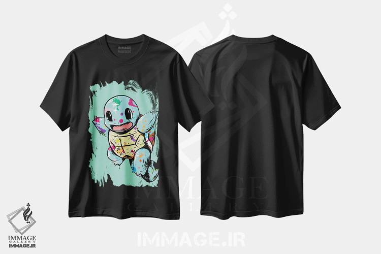 تیشرت مشکی طرح دار اسکویِرتِل گرافیتی، هنر دیجیتال اثر کریس ریچموند | immage.ir