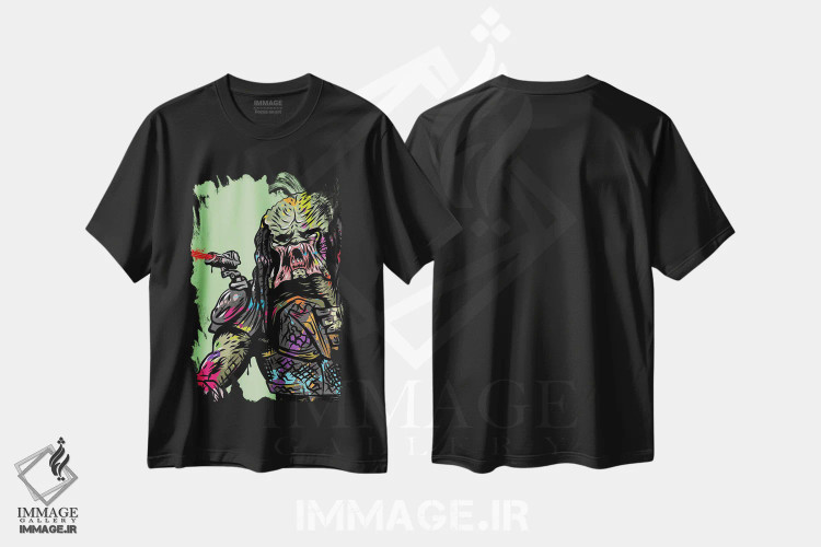 تیشرت مشکی طرح دار پریدیتور گرافیتی، هنر دیجیتال اثر کریس ریچموند | immage.ir