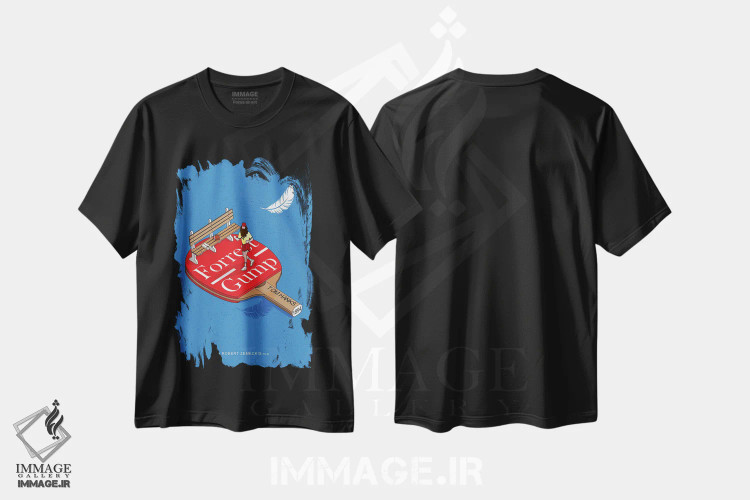 تیشرت مشکی طرح دار فارست گامپ، تزئینی اثر کریس ریچموند | immage.ir