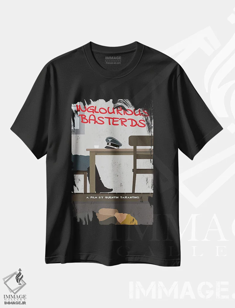 تیشرت مشکی طرح دار حرامزاده های لعنتی، پوستر مینیمال فیلم های اکشن و ماجراجویی اثر کریس ریچموند | فروشگاه ایماژ