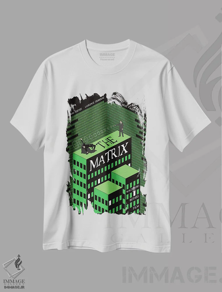تیشرت سفید طرح دار ماتریکس، تزئینی اثر کریس ریچموند | فروشگاه ایماژ