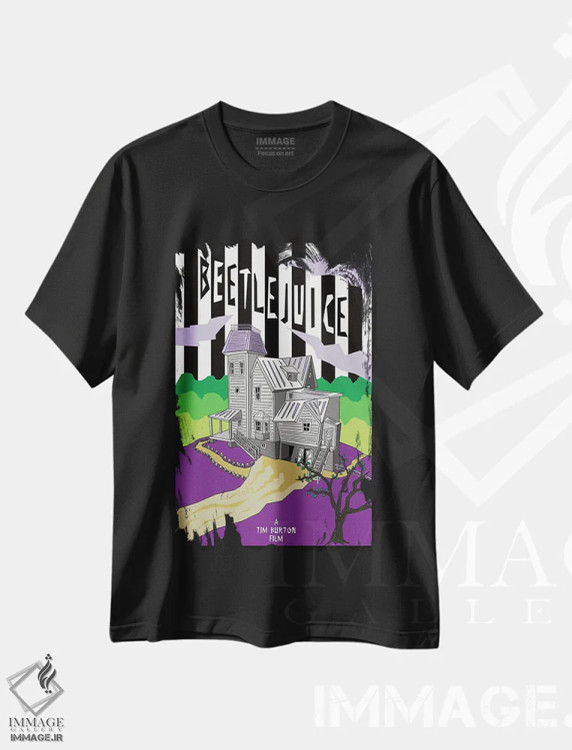 تیشرت مشکی طرح دار بیتل جوس، پوستر مینیمال فیلم های کمدی اثر کریس ریچموند | فروشگاه ایماژ