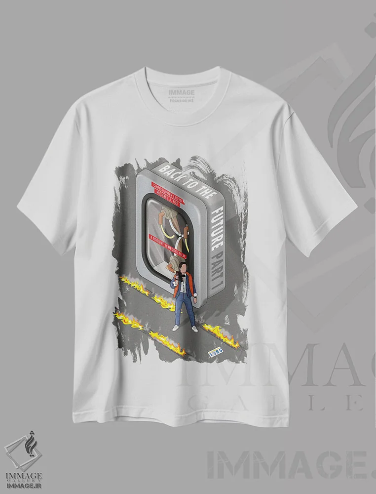 تیشرت سفید طرح دار بازگشت به آینده، وینتیج و رترو اثر کریس ریچموند | immage.ir