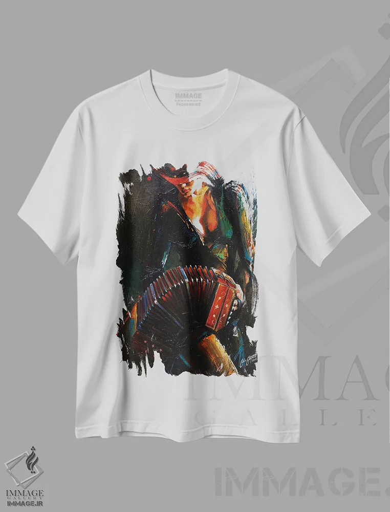 تیشرت سفید طرح دار ملکهٔ باندونئون، هنر فاخر اثر کالین استیپلز | فروشگاه ایماژ