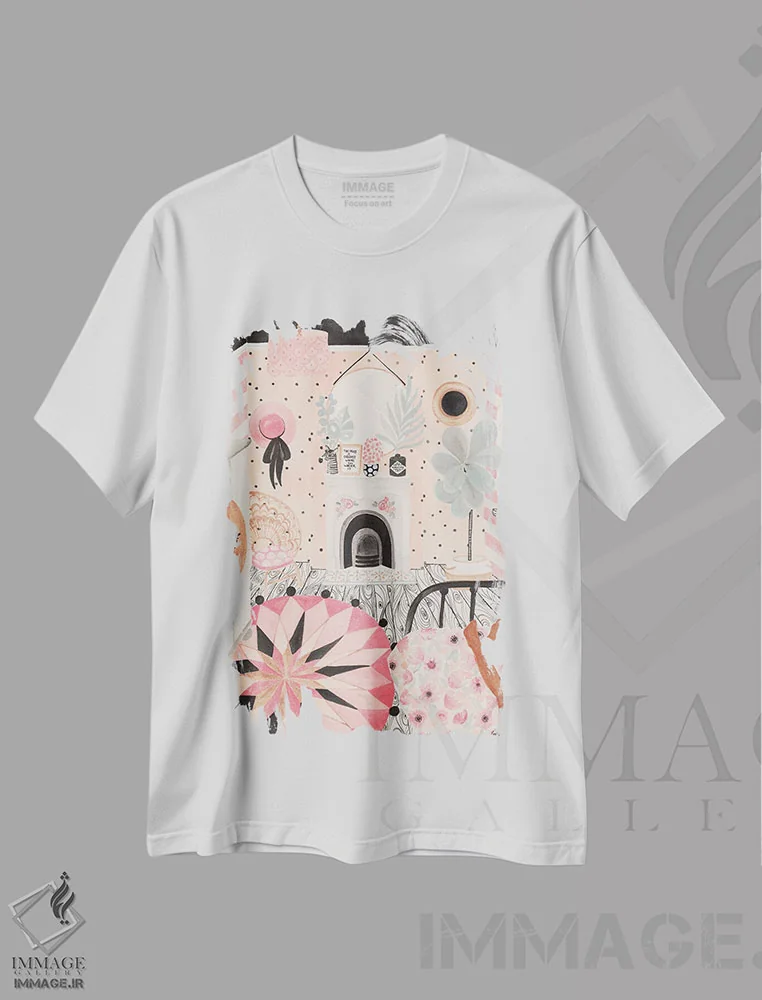 تیشرت سفید طرح دار زمان خواب، دکور بوهمی اثر کریتینگ تارین | فروشگاه ایماژ
