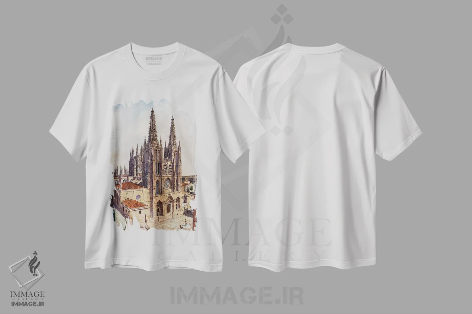 تیشرت سفید طرح دار کلیسای جامع بورگوس، مدیوم اثر کارلوس آریاگا | فروشگاه ایماژ