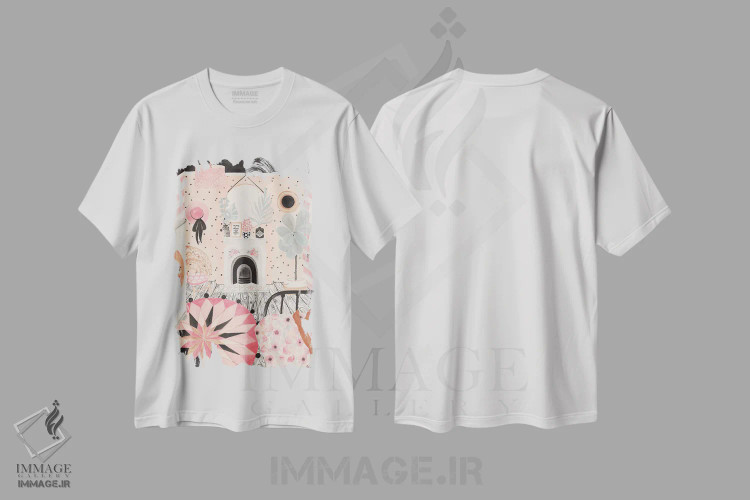 تیشرت سفید طرح دار زمان خواب، دکور بوهمی اثر کریتینگ تارین | فروشگاه ایماژ