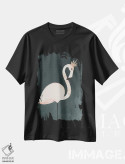 تیشرت مشکی طرح دار فلامینگو و تاج، دکور بوهمی اثر کریتینگ تارین | immage.ir