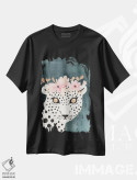تیشرت مشکی طرح دار پلنگ با تاج گل، دکور بوهمی اثر کریتینگ تارین | فروشگاه ایماژ