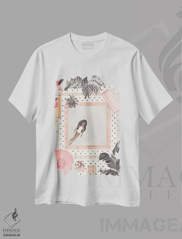تیشرت سفید طرح دار استخر مراکشی، دکور بوهمی اثر کریتینگ تارین | immage.ir