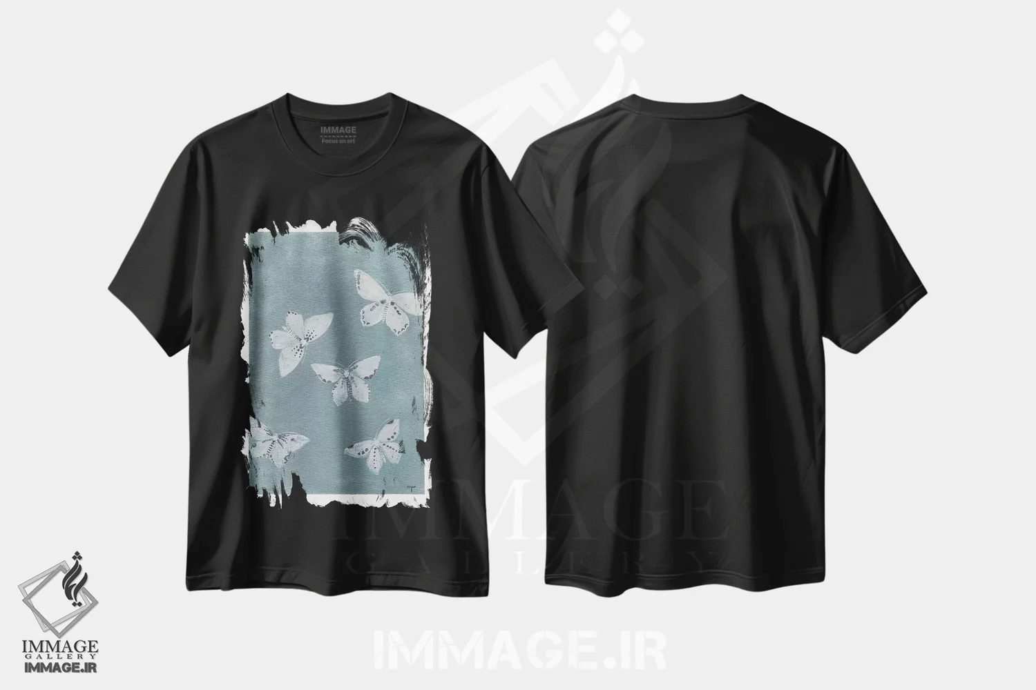 تیشرت مشکی طرح دار پروانه های نیمه شب، دکور بوهمی اثر کریتینگ تارین | immage.ir