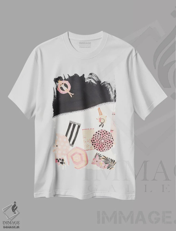 تیشرت سفید طرح دار زمان ساحل، دکور بوهمی اثر کریتینگ تارین | فروشگاه ایماژ