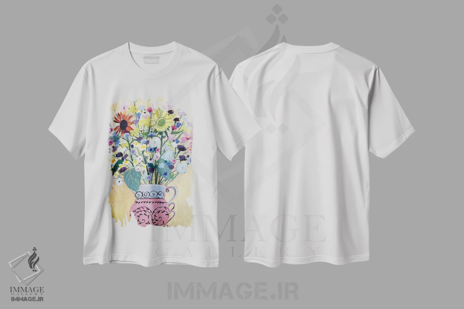تیشرت سفید طرح دار ابرشکوفه، هنر فاخر معاصر اثر شارلوت هاردی | immage.ir