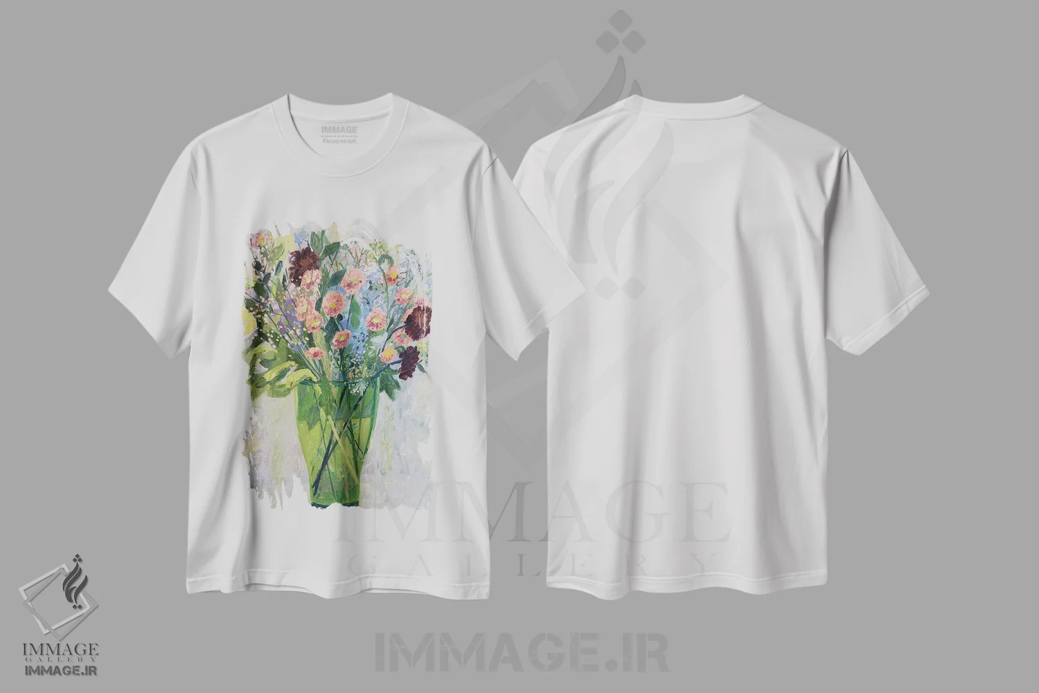 تیشرت سفید طرح دار ستاره ای های نارنجی، هنر فاخر معاصر اثر شارلوت هاردی | immage.ir