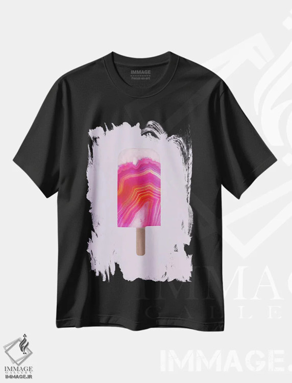 تیشرت مشکی طرح دار بستنی یخی اگات، هنر فاخر معاصر اثر امانوئلا کاراتونی | immage.ir