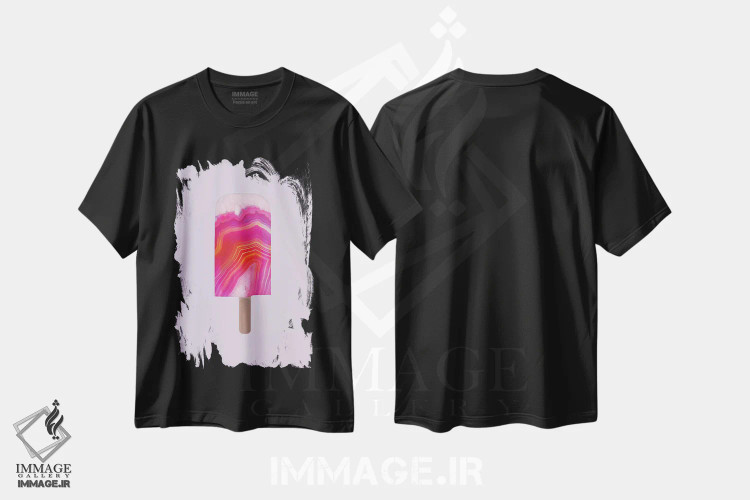 تیشرت مشکی طرح دار بستنی یخی اگات، هنر فاخر معاصر اثر امانوئلا کاراتونی | immage.ir