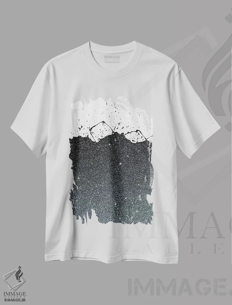 تیشرت سفید طرح دار تم پاشش مشکی اثر امانوئلا کاراتونی | immage.ir