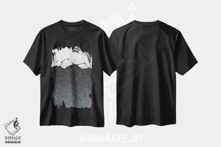 تیشرت مشکی طرح دار تم پاشش مشکی اثر امانوئلا کاراتونی | فروشگاه ایماژ