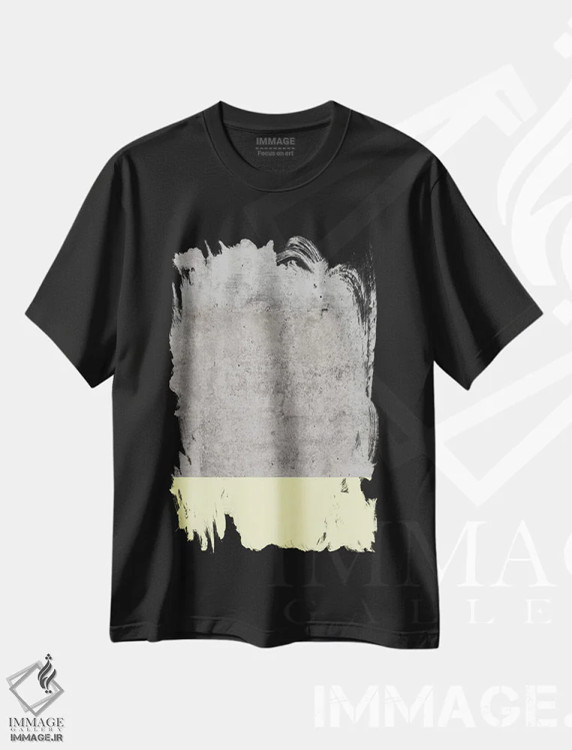 تیشرت مشکی طرح دار رنگ زرد روی بتن اثر امانوئلا کاراتونی | immage.ir