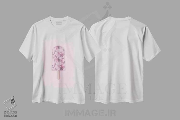 تیشرت سفید طرح دار بستنی یخی گل دار، هنر فاخر معاصر اثر امانوئلا کاراتونی | فروشگاه ایماژ
