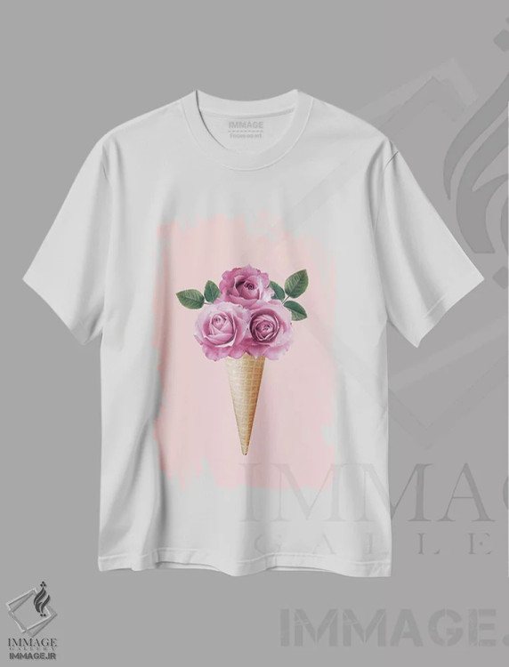 تیشرت سفید طرح دار بستنی گل دار، هنر فاخر معاصر اثر امانوئلا کاراتونی | immage.ir