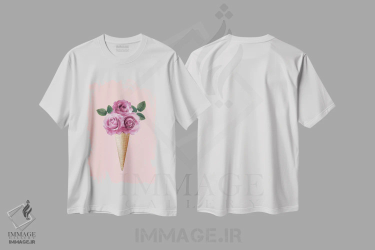 تیشرت سفید طرح دار بستنی گل دار، هنر فاخر معاصر اثر امانوئلا کاراتونی | immage.ir