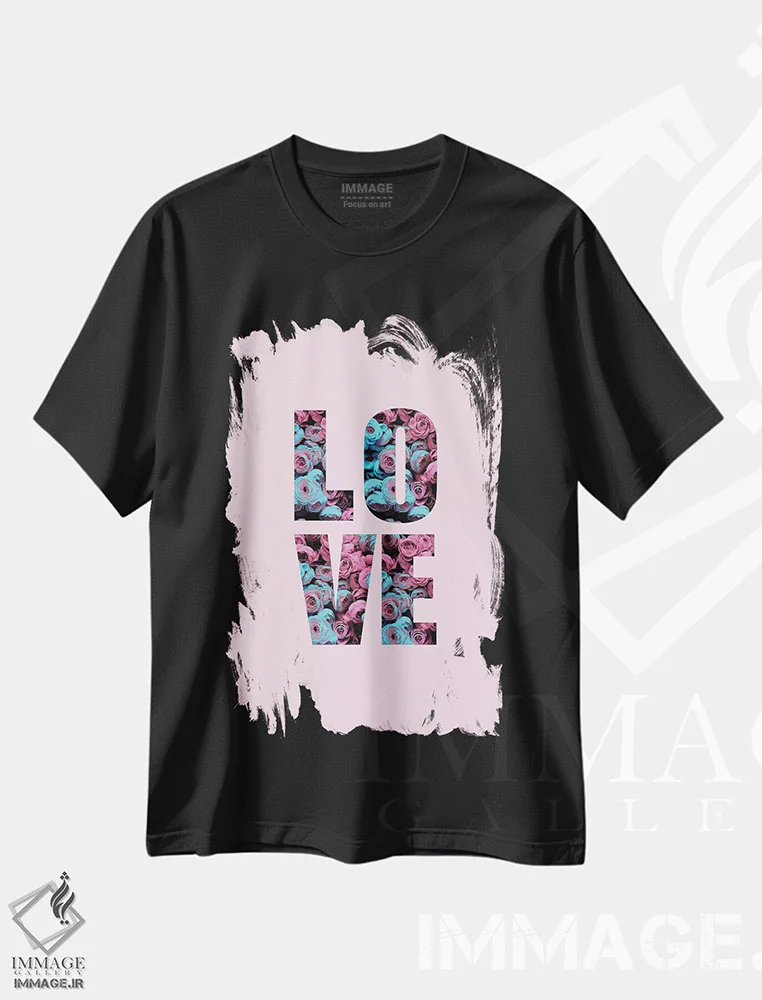 تیشرت مشکی طرح دار عشق گل دار، تزئینی اثر امانوئلا کاراتونی | immage.ir